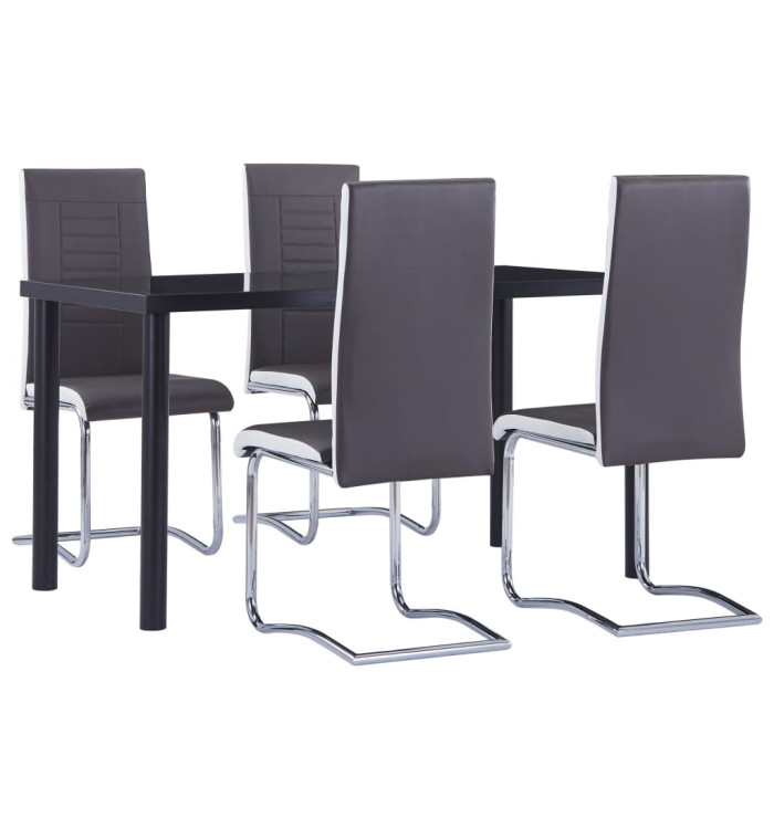 Ensemble de salle à manger 5 pcs Similicuir Gris | Mobilier & Déco