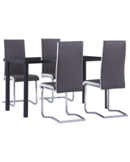 Ensemble de salle à manger 5 pcs Similicuir Gris | Mobilier & Déco