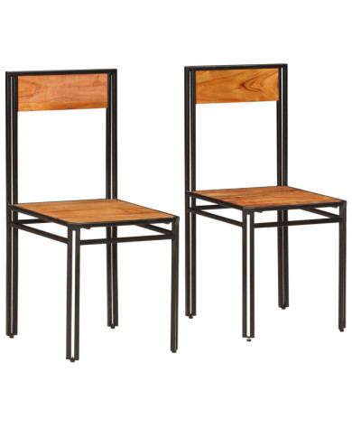 Chaises à manger lot de 2 bois d'acacia solide | Mobilier & Déco