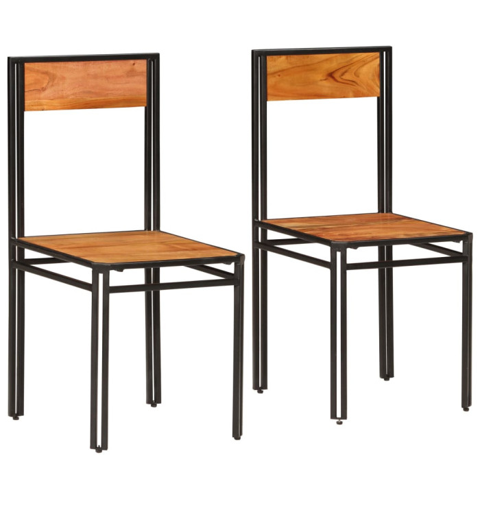 Chaises à manger lot de 2 bois d'acacia solide | Mobilier & Déco