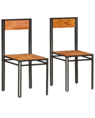 Chaises à manger lot de 2 bois d'acacia solide | Mobilier & Déco