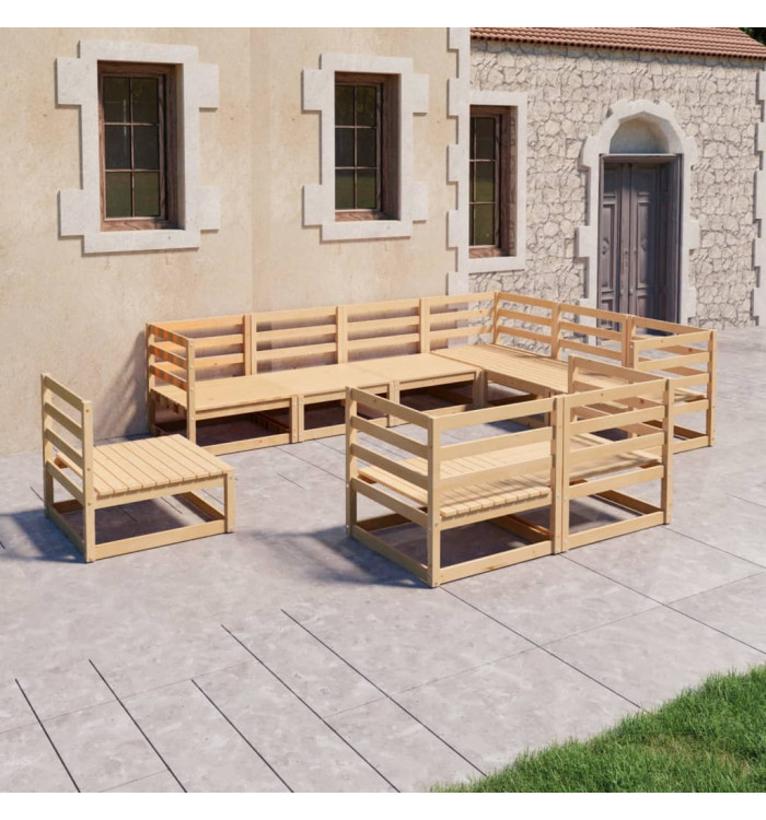 Salon de jardin 9 pcs bois de pin massif | Mobilier & Déco