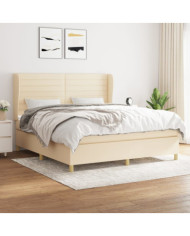 Sommier à lattes de lit avec matelas Crème 180x200 cm Tissu | Mobilier & Déco