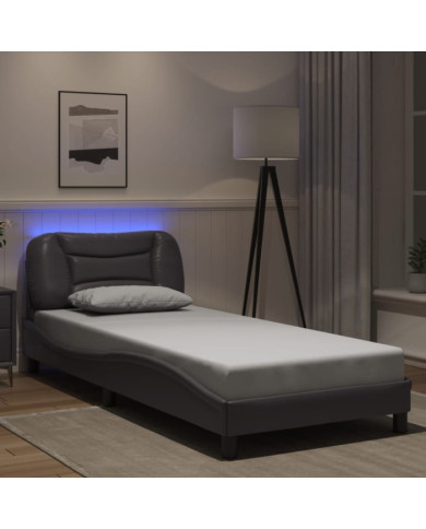 Cadre de lit avec LED sans matelas gris 80x200 cm | Mobilier & Déco