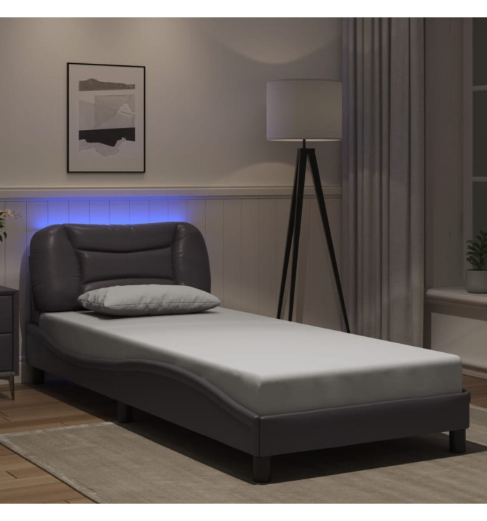 Cadre de lit avec LED sans matelas gris 80x200 cm | Mobilier & Déco