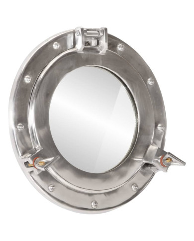 Miroir en forme de hublot mural Ø30 cm aluminium et verre | Mobilier & Déco