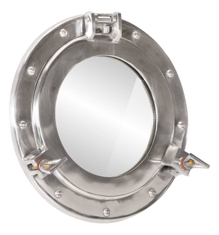 Miroir en forme de hublot mural Ø30 cm aluminium et verre | Mobilier & Déco