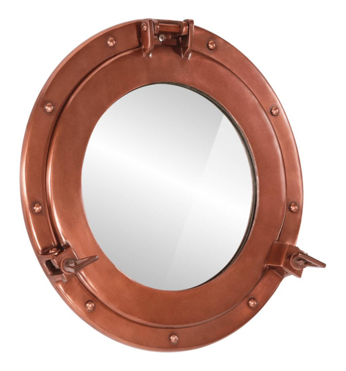 Miroir en forme de hublot mural Ø38 cm aluminium et verre | Mobilier & Déco