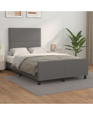 Cadre de lit sans matelas gris 120x190 cm similicuir | Mobilier & Déco