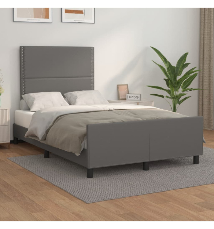 Cadre de lit sans matelas gris 120x190 cm similicuir | Mobilier & Déco