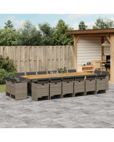 Ensemble à manger de jardin 17 pcs et coussins résine tressée | Mobilier & Déco