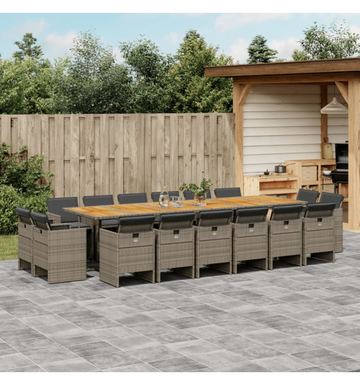 Ensemble à manger de jardin 17 pcs et coussins résine tressée | Mobilier & Déco