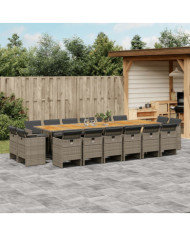Ensemble à manger de jardin 17 pcs et coussins résine tressée | Mobilier & Déco