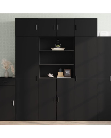 Armoire de rangement noir 80x42,5x225 cm bois d'ingénierie | Mobilier & Déco