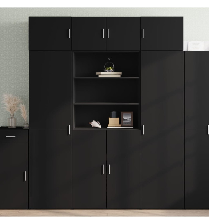 Armoire de rangement noir 80x42,5x225 cm bois d'ingénierie | Mobilier & Déco
