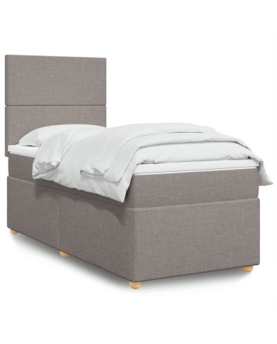 Sommier à lattes de lit avec matelas Taupe 90x190 cm Tissu | Mobilier & Déco