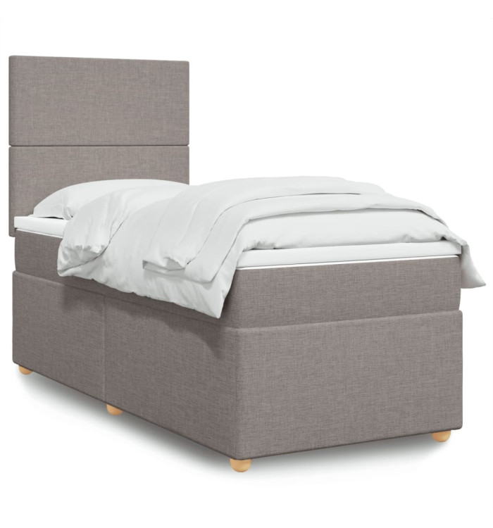 Sommier à lattes de lit avec matelas Taupe 90x190 cm Tissu | Mobilier & Déco