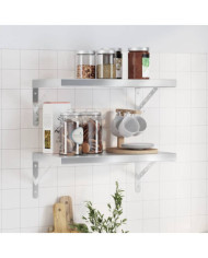 Étagères murales 2 pcs 50x30 cm argenté acier inoxydable | Mobilier & Déco