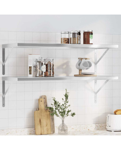 Étagères murales 2 pcs 100x40 cm argenté acier inoxydable | Mobilier & Déco