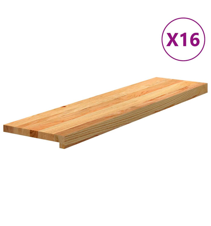 Marches d'escalier 16 pcs marron clair 100x25x2 cm chêne massif | Mobilier & Déco