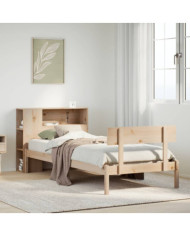 Lit bibliothèque sans matelas 90x190 cm bois de pin massif | Mobilier & Déco