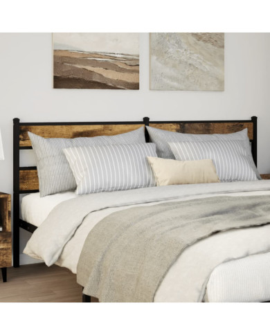 Tête de lit chêne fumé 180 cm fer et bois d'ingénierie | Mobilier & Déco