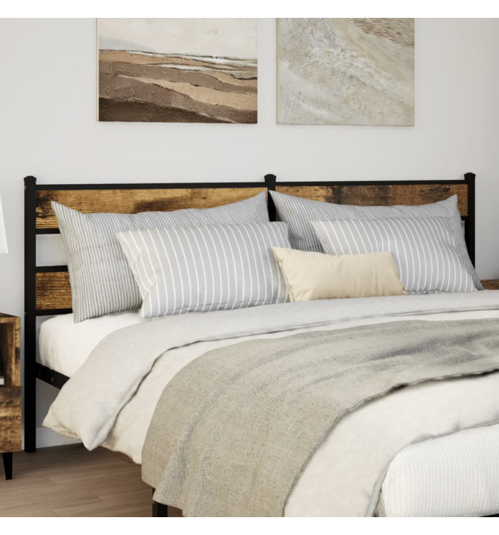 Tête de lit chêne fumé 180 cm fer et bois d'ingénierie | Mobilier & Déco