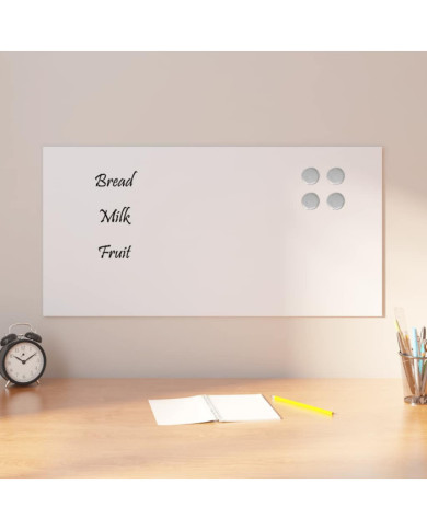 Tableau noir magnétique mural Blanc 80x40 cm Verre trempé | Mobilier & Déco