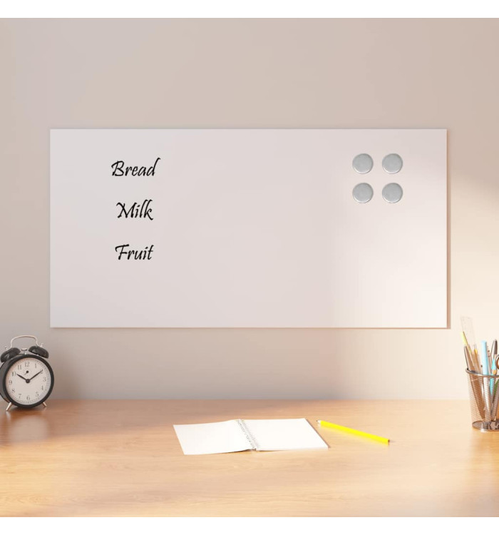 Tableau noir magnétique mural Blanc 80x40 cm Verre trempé | Mobilier & Déco