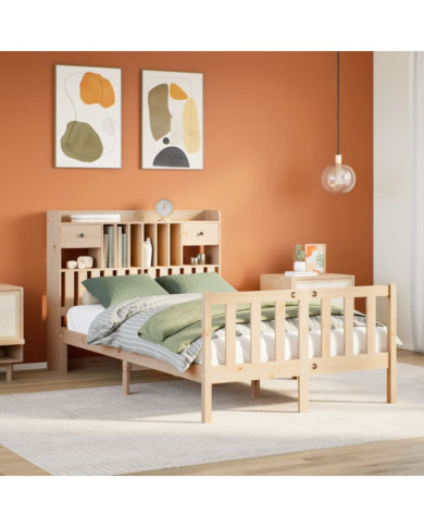 Lit bibliothèque sans matelas 120x190 cm bois de pin massif | Mobilier & Déco