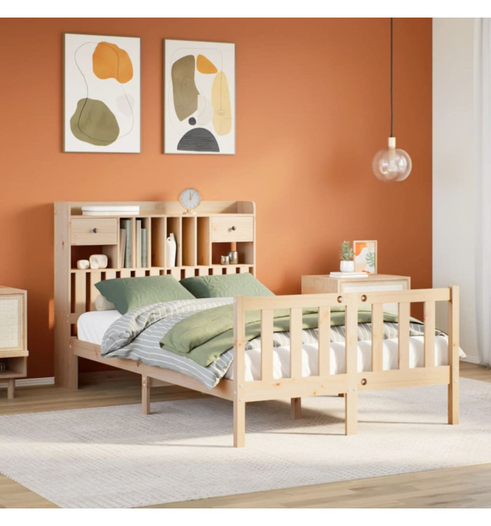Lit bibliothèque sans matelas 120x190 cm bois de pin massif | Mobilier & Déco