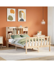 Lit bibliothèque sans matelas 120x190 cm bois de pin massif | Mobilier & Déco