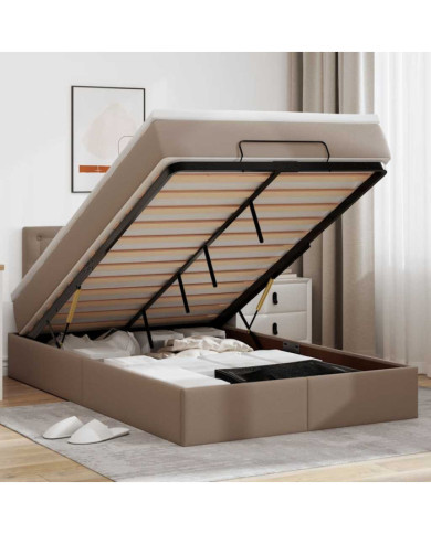Cadre de lit ottoman et matelas cappuccino 120x190cm similicuir | Mobilier & Déco