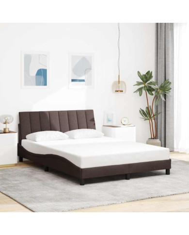 Cadre de lit sans matelas marron foncé 140x200 cm tissu | Mobilier & Déco