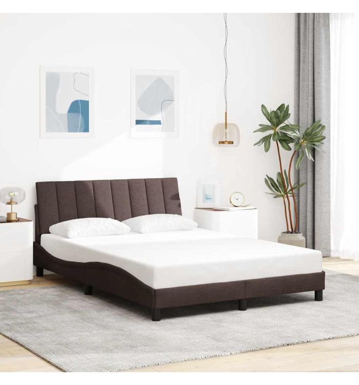Cadre de lit sans matelas marron foncé 140x200 cm tissu | Mobilier & Déco
