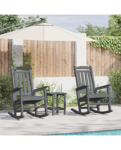 Fauteuils Bascule de jardin 2 pcs Gris clair 70x92x107.5 cm HDPE, Fauteuil Bascule de jardin Gris clair 70x92x108 cm HDPE | Mo