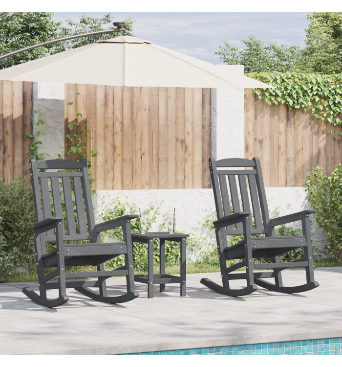 Fauteuils Bascule de jardin 2 pcs Gris clair 70x92x107.5 cm HDPE, Fauteuil Bascule de jardin Gris clair 70x92x108 cm HDPE | Mo
