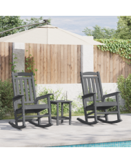 Fauteuils Bascule de jardin 2 pcs Gris clair 70x92x107.5 cm HDPE, Fauteuil Bascule de jardin Gris clair 70x92x108 cm HDPE | Mo