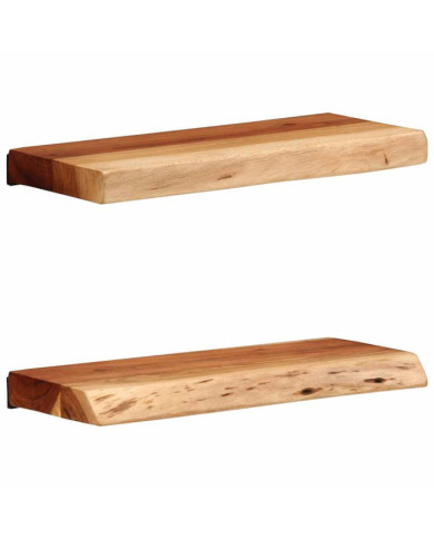 Étagères murales 2 pcs 40x20x3,5 cm bois massif d'acacia | Mobilier & Déco