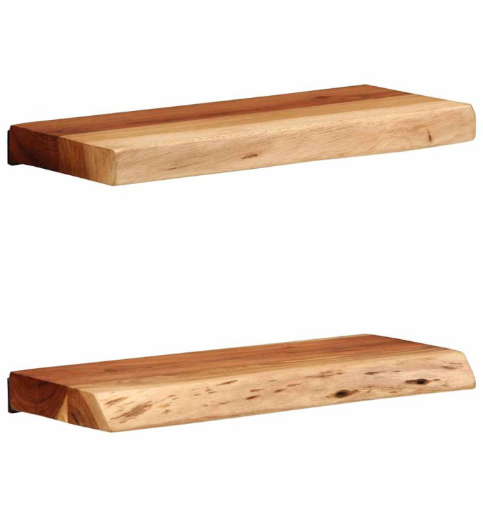 Étagères murales 2 pcs 40x20x3,5 cm bois massif d'acacia | Mobilier & Déco