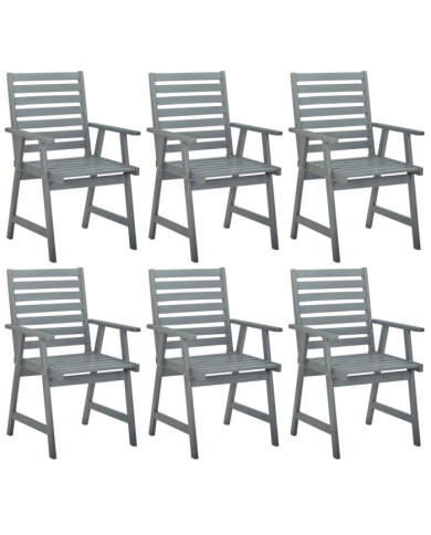 Chaises à manger d'extérieur lot de 6 Gris Bois d'acacia | Mobilier & Déco