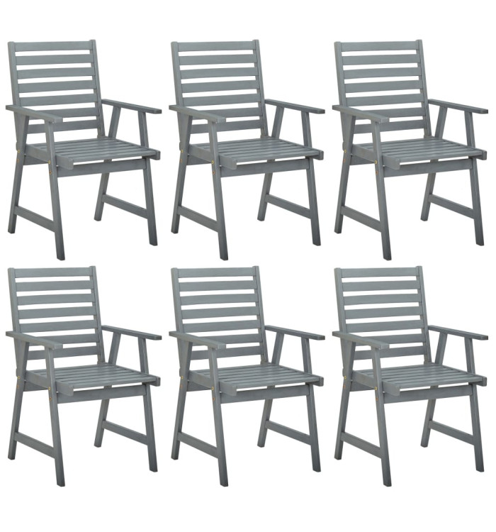 Chaises à manger d'extérieur lot de 6 Gris Bois d'acacia | Mobilier & Déco
