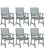 Chaises à manger d'extérieur lot de 6 Gris Bois d'acacia | Mobilier & Déco