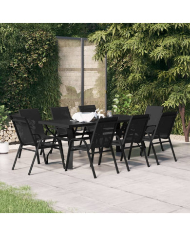 Ensemble à manger de jardin 9 pcs Noir | Mobilier & Déco