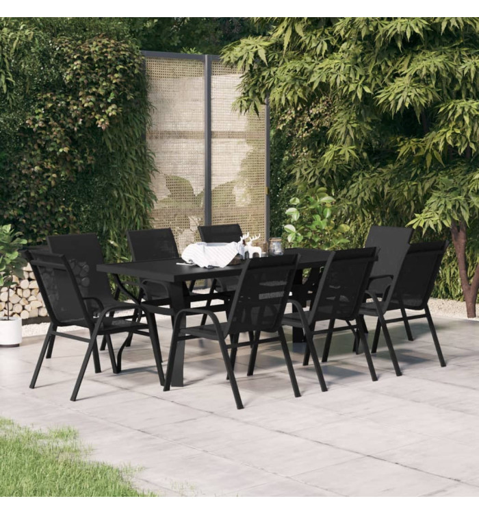 Ensemble à manger de jardin 9 pcs Noir | Mobilier & Déco