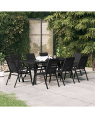 Ensemble à manger de jardin 9 pcs Noir | Mobilier & Déco
