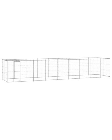 Chenil extérieur Acier galvanisé avec toit 21,78 m² | Mobilier & Déco