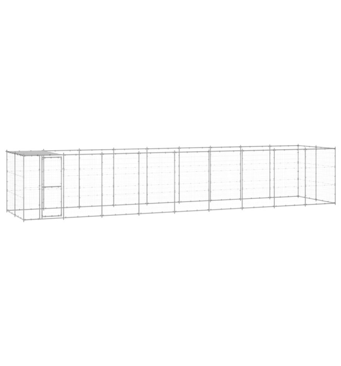 Chenil extérieur Acier galvanisé avec toit 21,78 m² | Mobilier & Déco