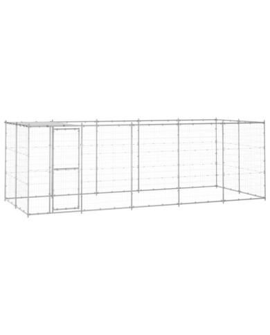Chenil extérieur Acier galvanisé avec toit 12,1 m² | Mobilier & Déco