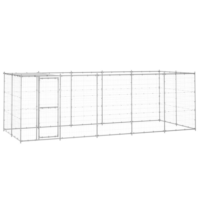 Chenil extérieur Acier galvanisé avec toit 12,1 m² | Mobilier & Déco